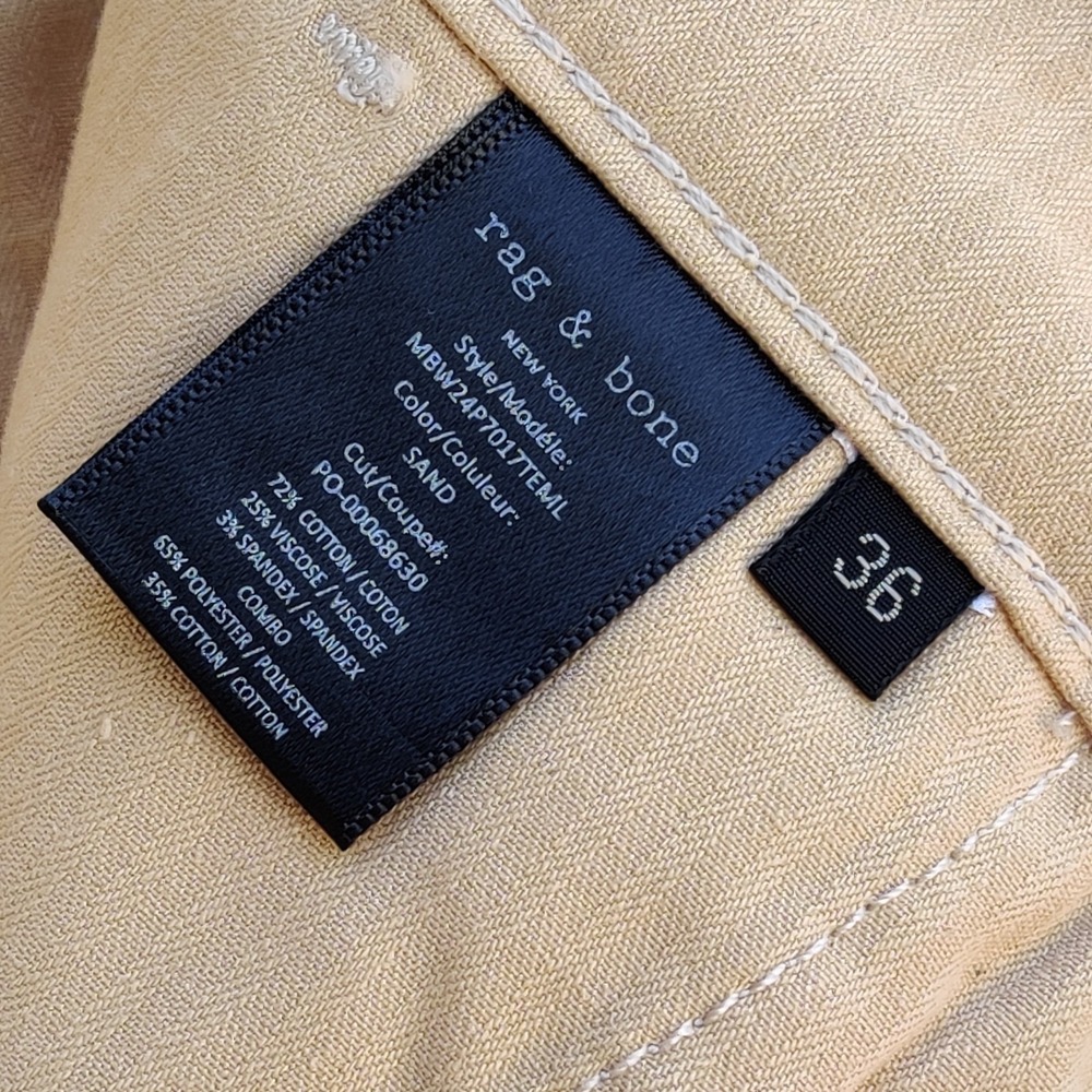 Rag & Bone Standard Chino Pants Mens 36x32 Natural Gray Stretch $228 New NWT - Picture 11 of 16